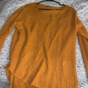 Orange V-Neck Long-sleeve Sweater